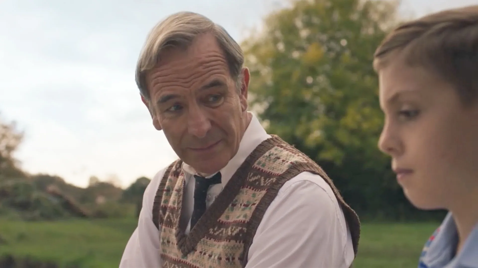 Robson Green as Geordie Keating and Carter-Jae O'Neil as David Keating in Grantchester Season 10