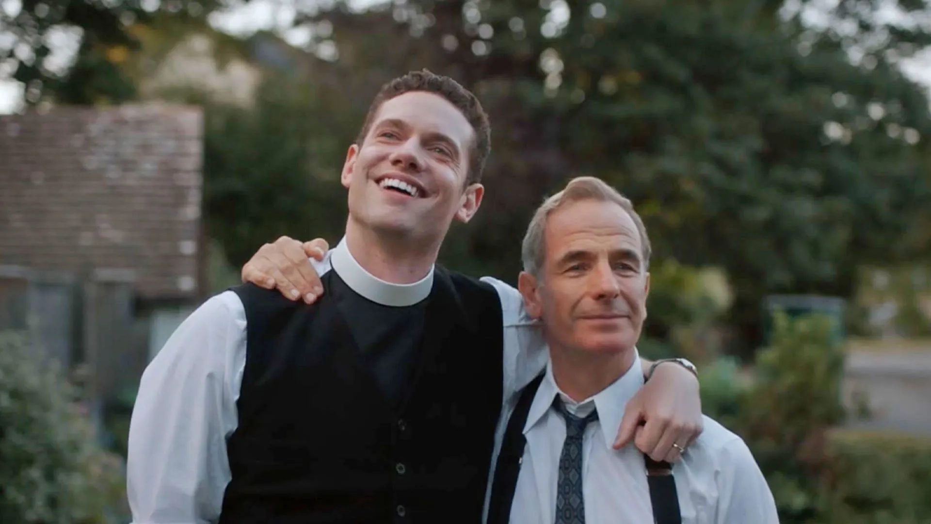 Tom Brittney as Will Davenport and Robson Green as Geordie Keating in Grantchester Season 7