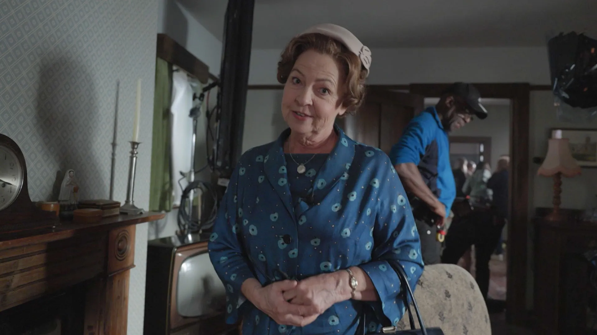 Tessa Peake-Jones behind the scenes of Grantchester Season 11