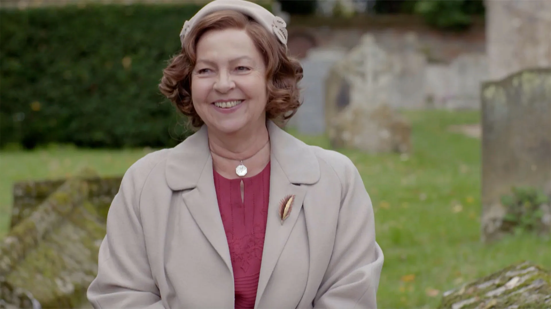 Tessa Peake-Jones (Mrs. C.) behind the scenes of Grantchester