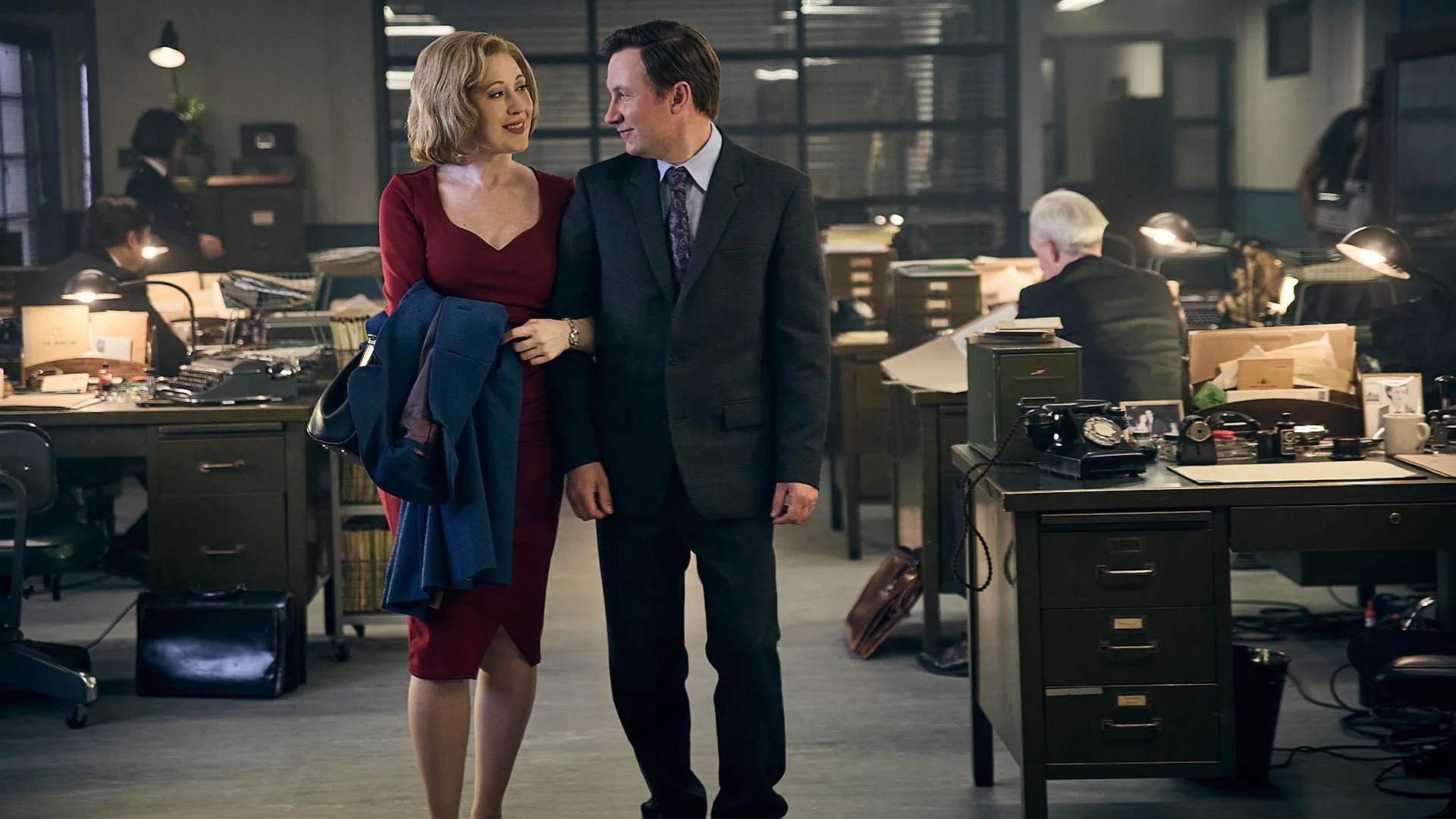 Actors Melissa Johns and Bradley Hall as Miss Scott and Larry Peters on Grantchester as seen on PBS MASTERPIECE.