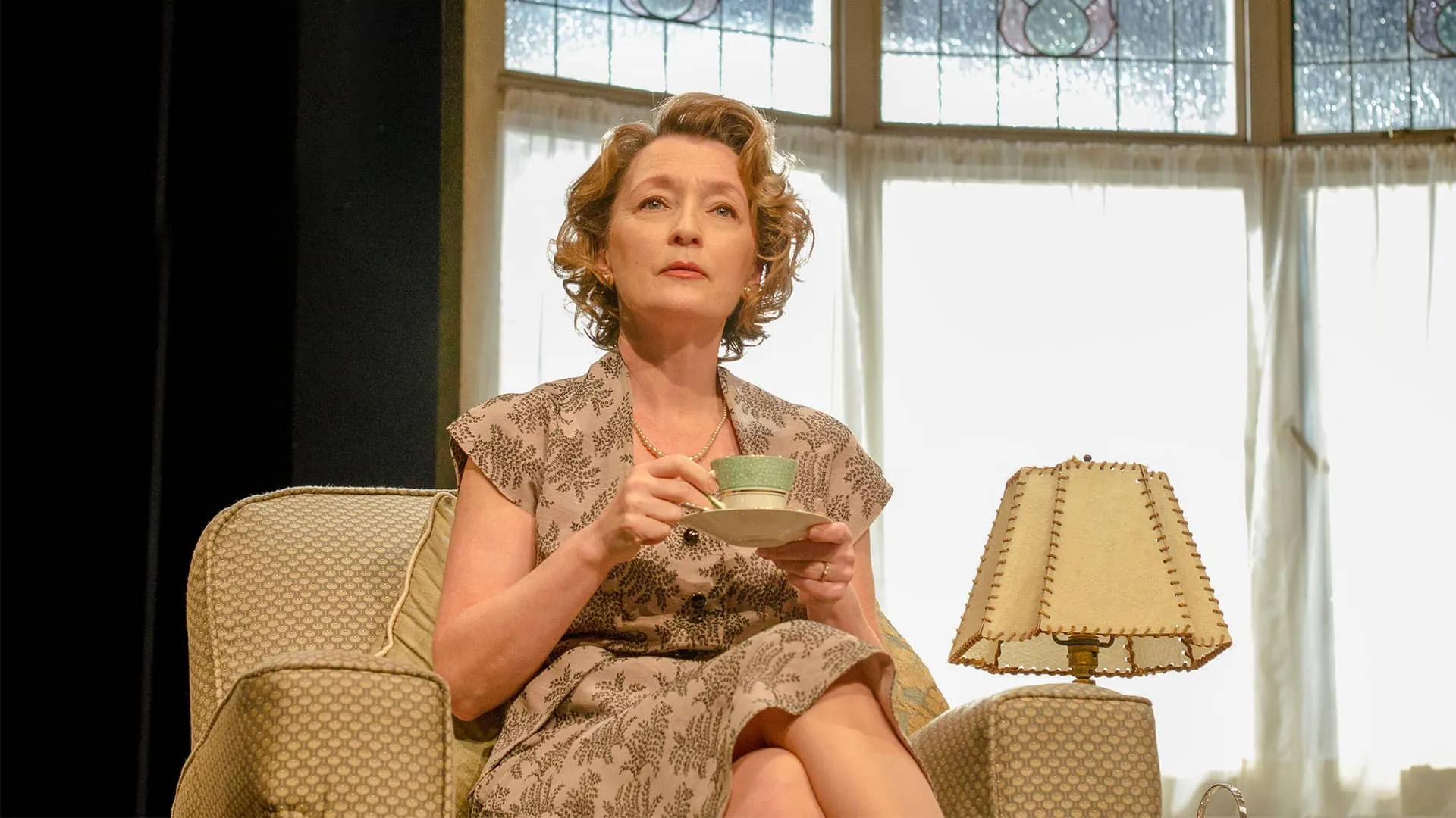 Lesley Manville in "Grief" by Mike Leigh at the Cottesloe Theatre 2011