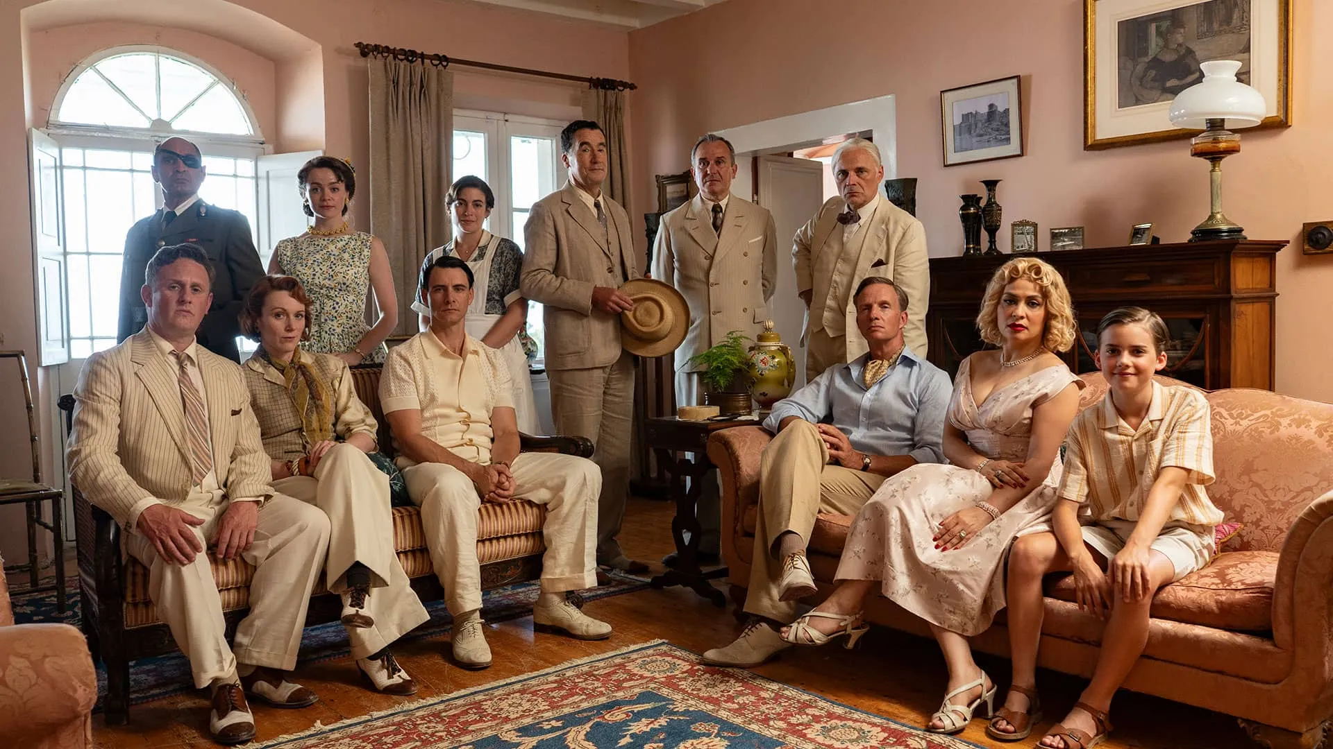 The police, detective, and extended family of Lady Margaret Chalfont in Marble Hall Murders