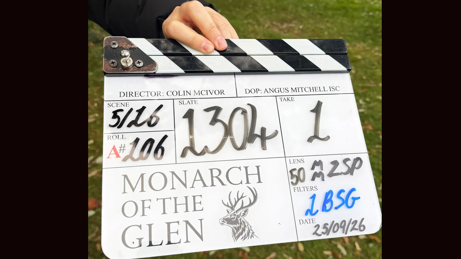 Filming slate for Monarch of The Glen, coming to MASTERPIECE on PBS.