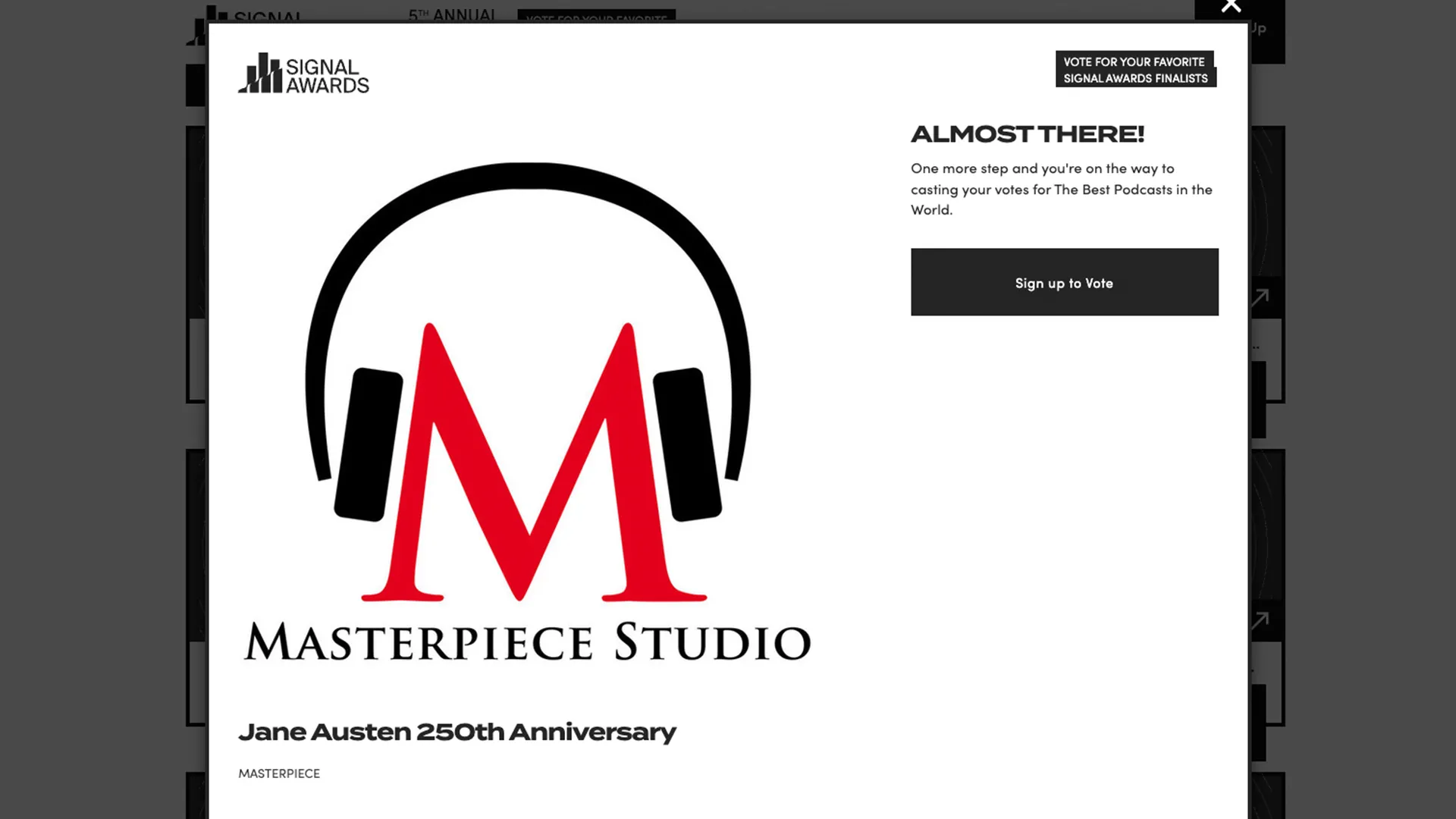 Vote for MASTERPIECE in the Signal Awards.