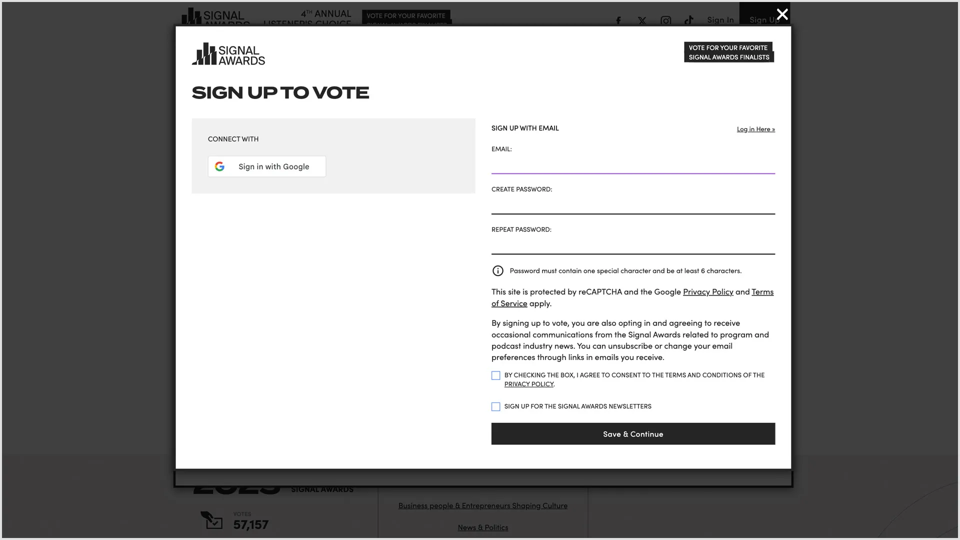 Signal Awards Sign Up