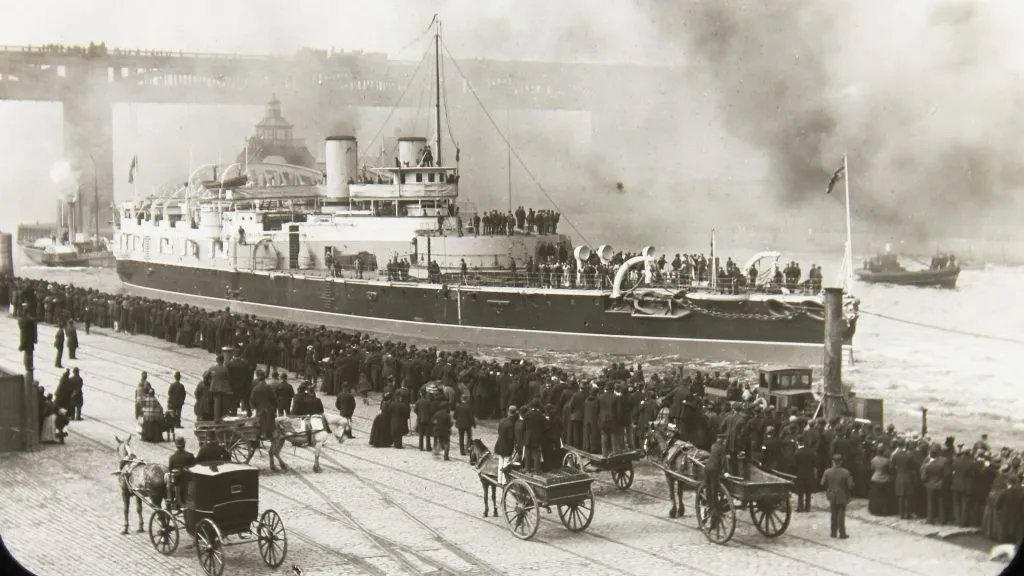 Glass Slide of the H.M.S Victoria in Dock