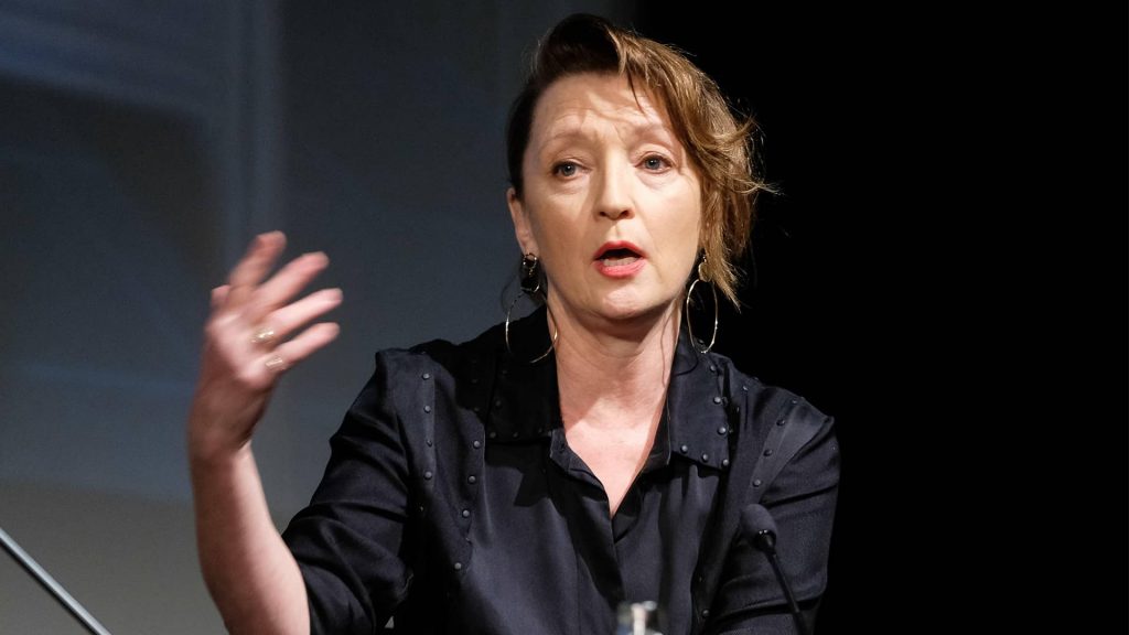 Lesley Manville on stage at an event in 2019