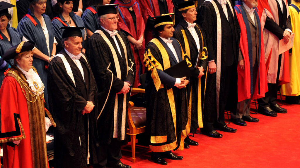 University of Sussex Chancellor Sanjeev Bhaskar center stage at graduation ceremony, 2010.