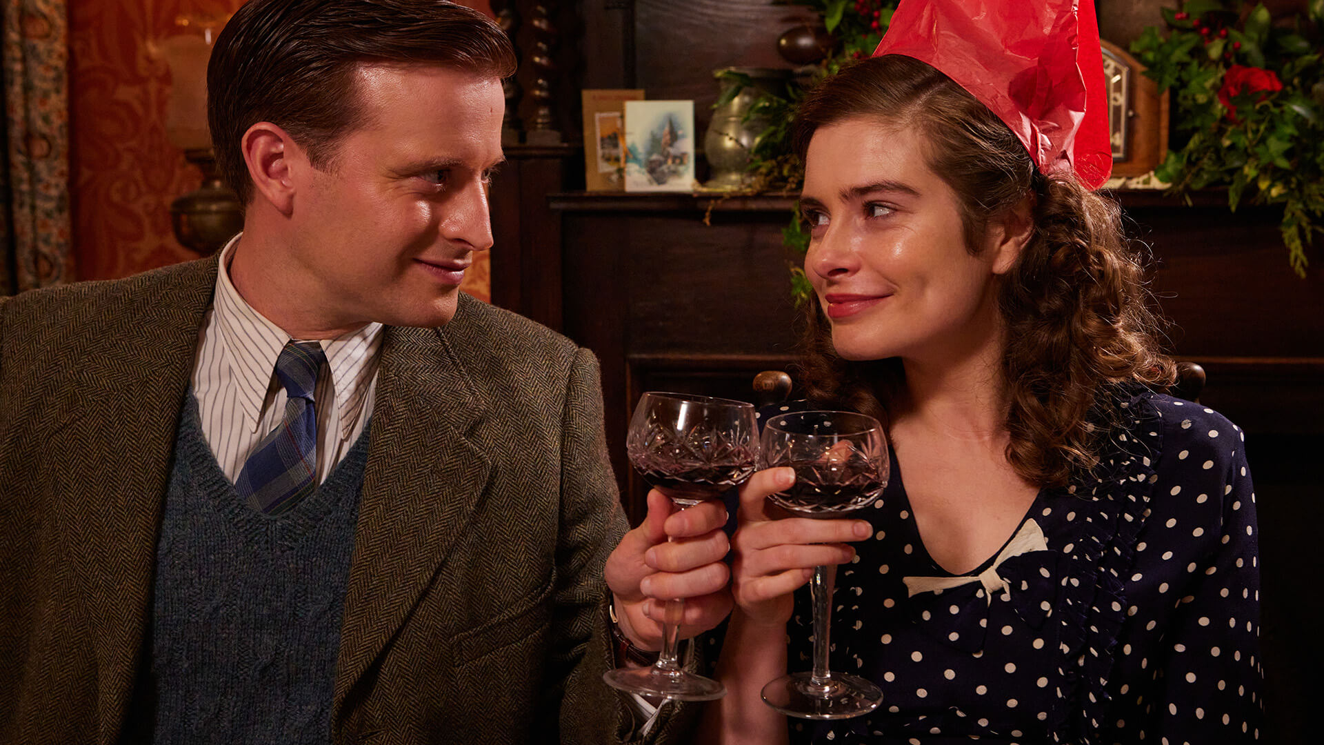 Nicholas Ralph and James Herriot and Rachel Shenton as Helen Herriot in All Creatures Great and Small