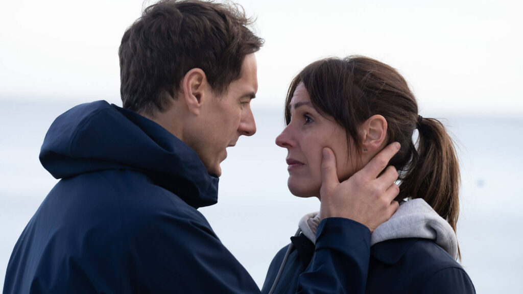 Actors Andrew Knott and Suranne Jones as Jim and Becca Hall in the British drama, MaryLand, on PBS MASTERPIECE.