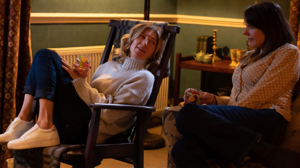 Actors Eve Best and Suranne Jones as sisters in a scene from MaryLand on PBS MASTERPIECE.