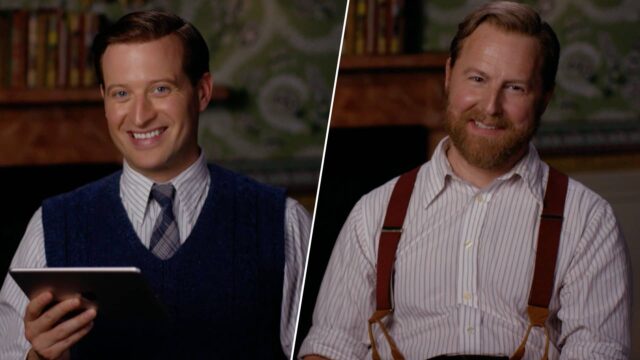 Nicholas Ralph and Samuel West play a quiz game behind the scenes of All Creatures Great and Small Season 4