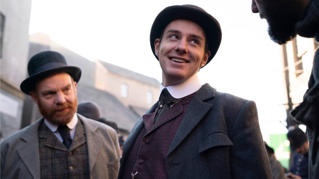 Tim Chipping and Evan McCabe behind the scenes of Miss Scarlet and The Duke Season 4