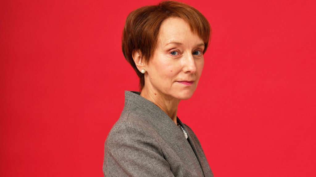 Actor Lia Williams portraying British Post Office CEO Paula Vennells in Mr Bates vs The Post Office on PBS MASTERPIECE.