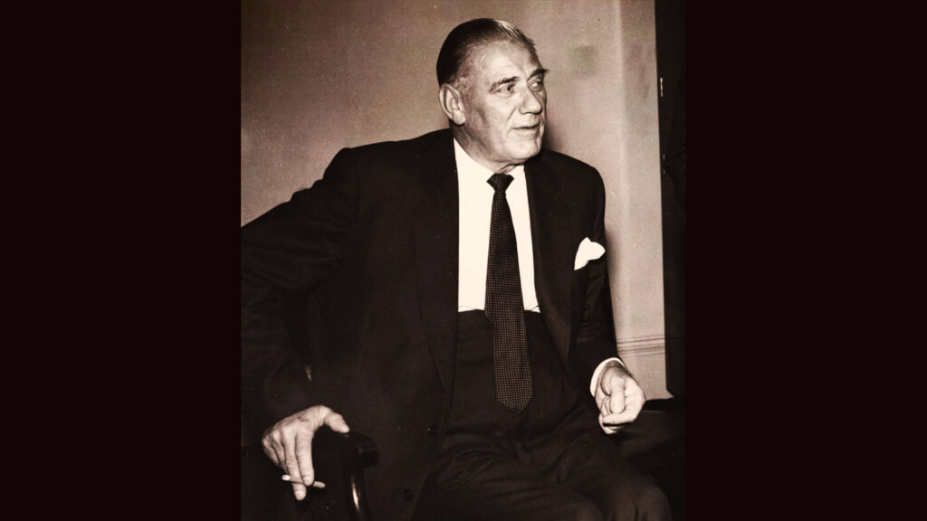 Black and white photograph of Valentine (Val) Parnell, UK producer, actor, and presenter.