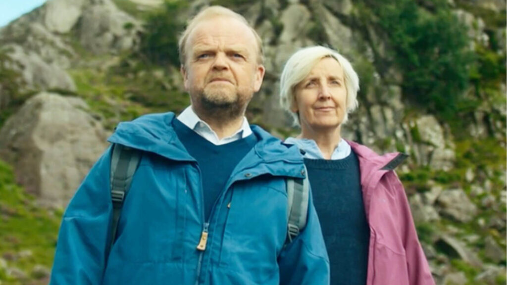 Actors Toby Jones (right) and Julie Hesmondhalgh as Suzanne Sercombe in a scene from Mr Bates and The Post Office airing on PBS MASTERPIECE.