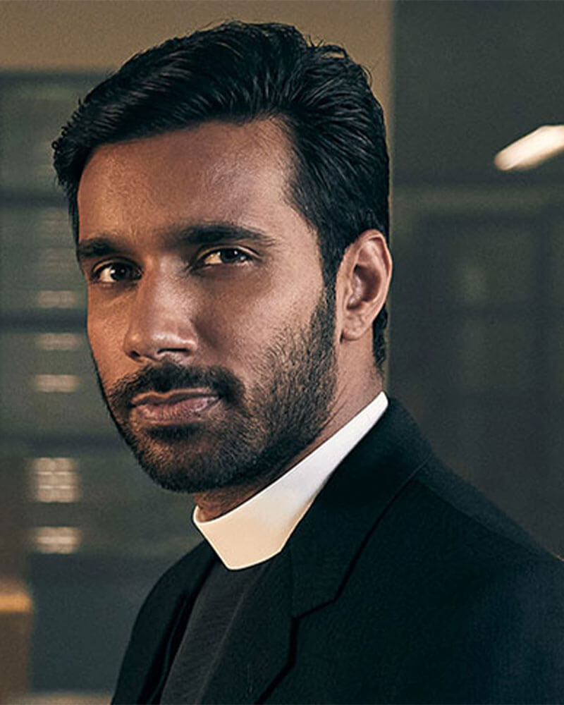 Actor Rishi Nair as Rev. Alphy Kottaram on the MASTERPIECE Mystery! series Grantchester on PBS.