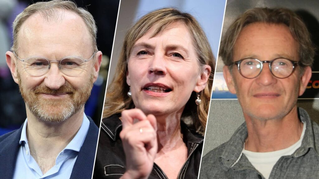 Mark Gatiss, Saskia Reeves, and Anton Lesser from Wolf Hall