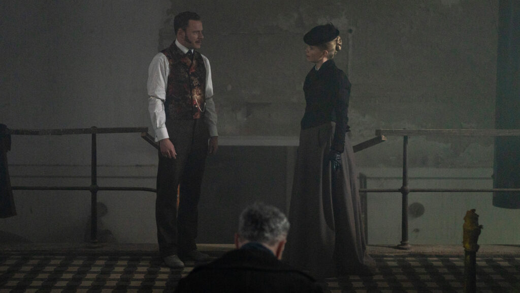 Felix Scott and Kate Phillips as Nash and Eliza in Miss Scarlet Season 4