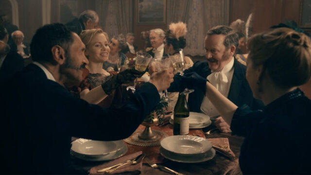 Miss Scarlet characters making a toast