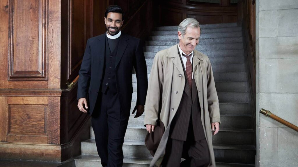 Rishi Nair as Alphy and Robson Green as Geordie in Grantchester Season 10
