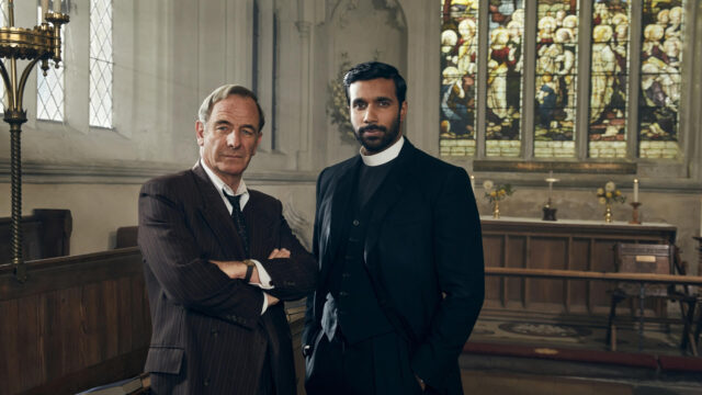 Robson Green and Rishi Nair in Grantchester Season 10
