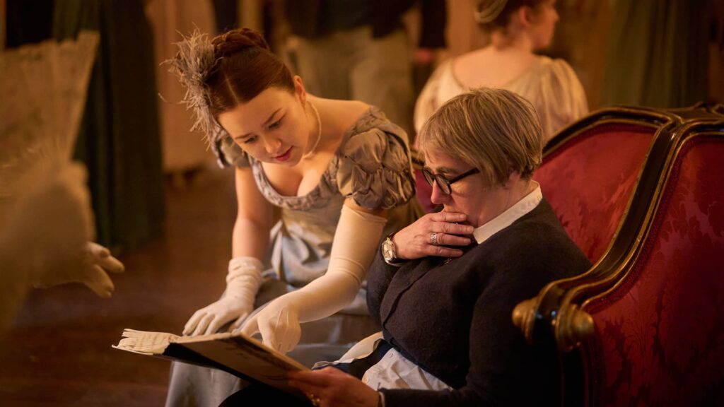 Liv Hill and director Aisling Walsh behind the scenes of Miss Austen