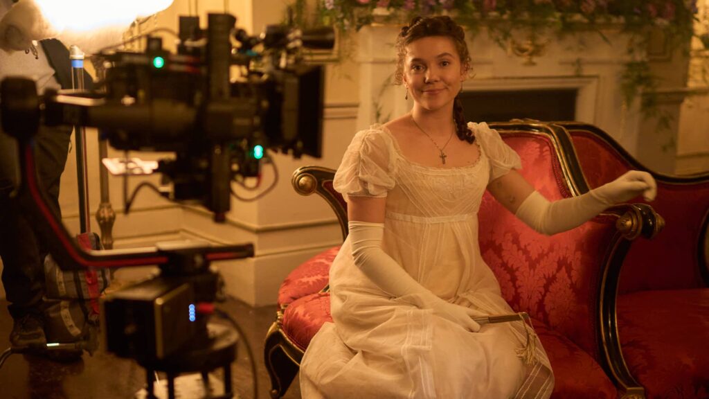 Synnøve Karlsen behind the scenes of Miss Austen