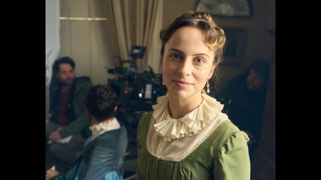 Madeleine Walker behind the scenes of Miss Austen