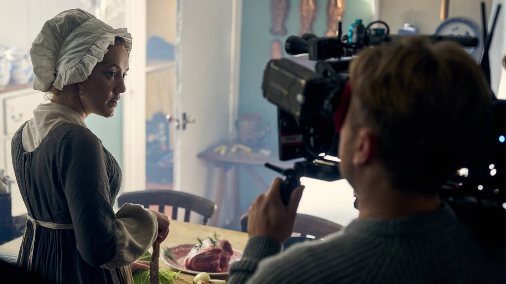 Mirren Mack shooting a scene for Miss Austen