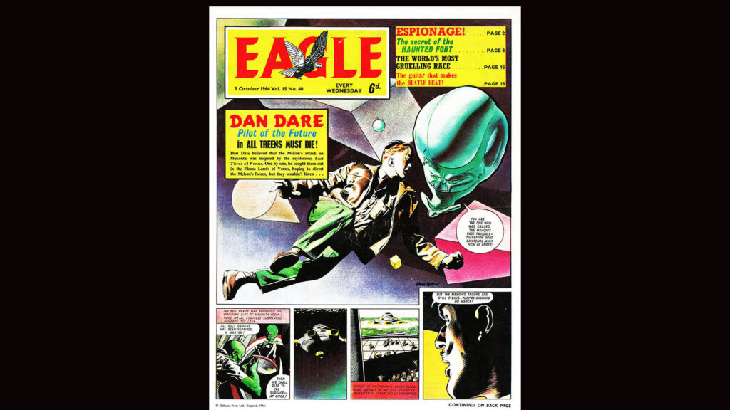 Color photo of Eagle comics front page, early 1960s.