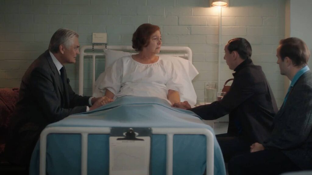 Nick Brimble, Tessa Peake-Jones, Al Weaver, and Oliver Dimsdale in Grantchester Season 7