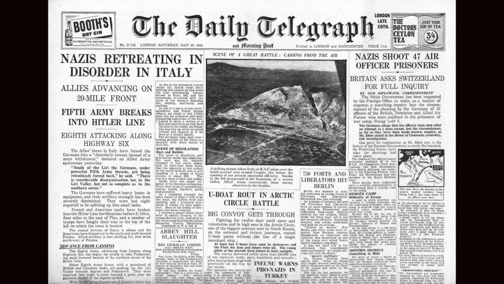 Front page of The Daily Telegraph, May 20, 1944.