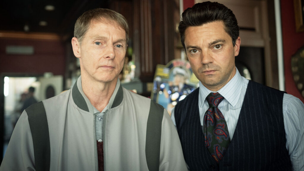 Actors Sean Harris (left) and Dominic Cooper (right) in their roles as The Gold’s Gordon Parry and Edwyn Cooper.