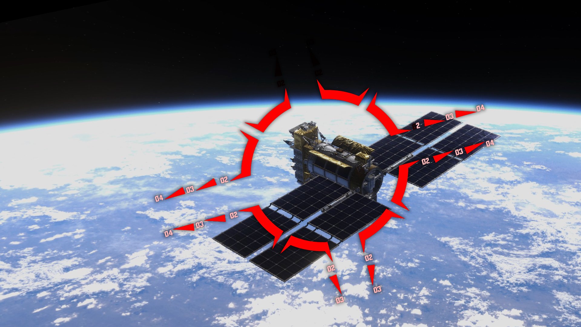 View of satellite from above Earth