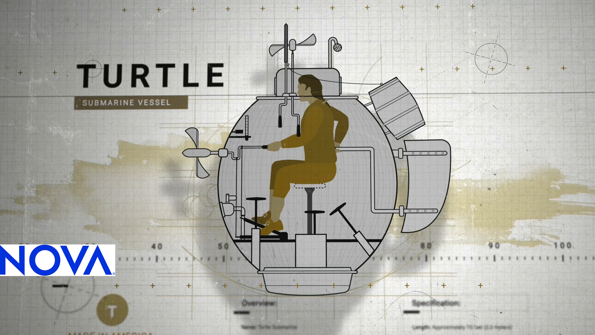 A blueprint of a revolutionary war era submarine