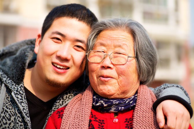 Chinese woman & grandson