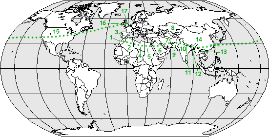 globe image with numbered countries