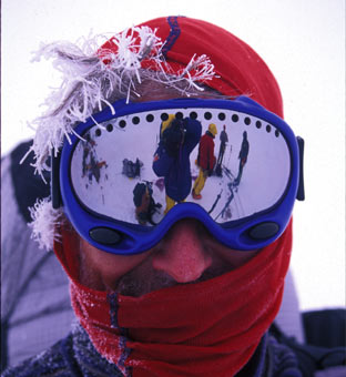 Clark reflected in Armstrong's goggles