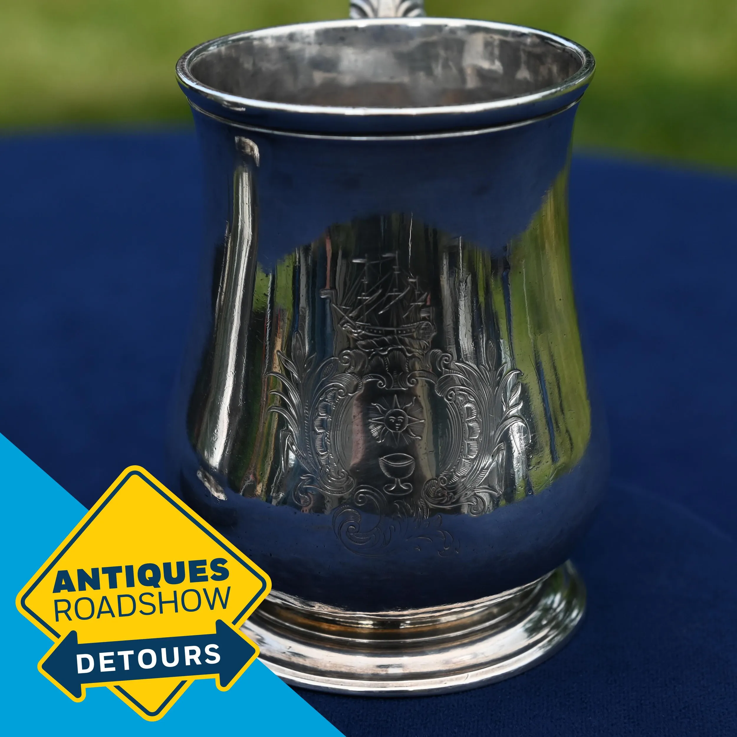Close-up photo of a 19th-century silver drinking cup, called a "cann"