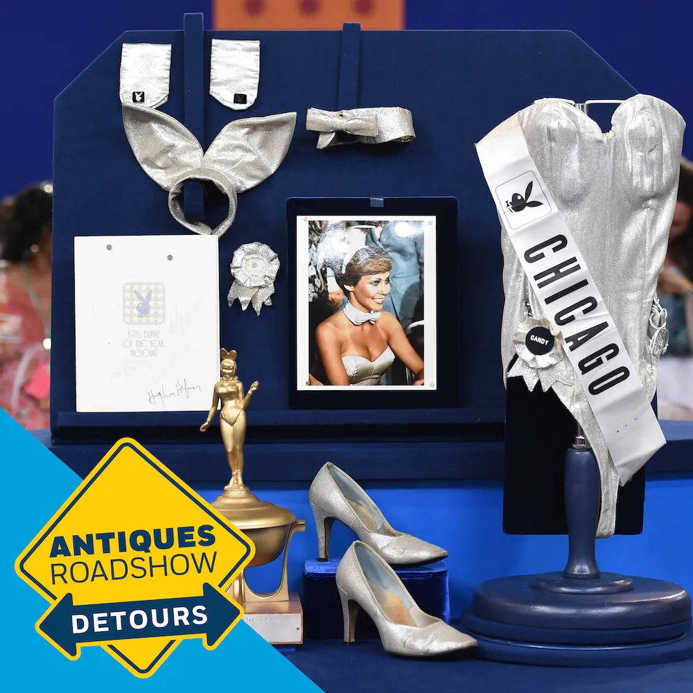 Photo of a collection of Playboy bunny memorabilia for Detours Podcast Season 7 Ep 2 Bunny Business