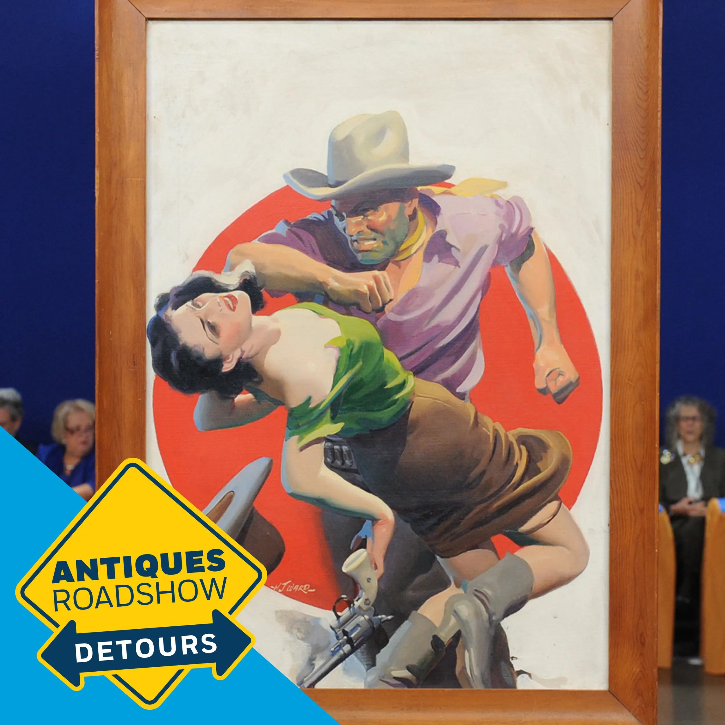 Color Detours graphic of a stylized painting of a cowboy and a woman