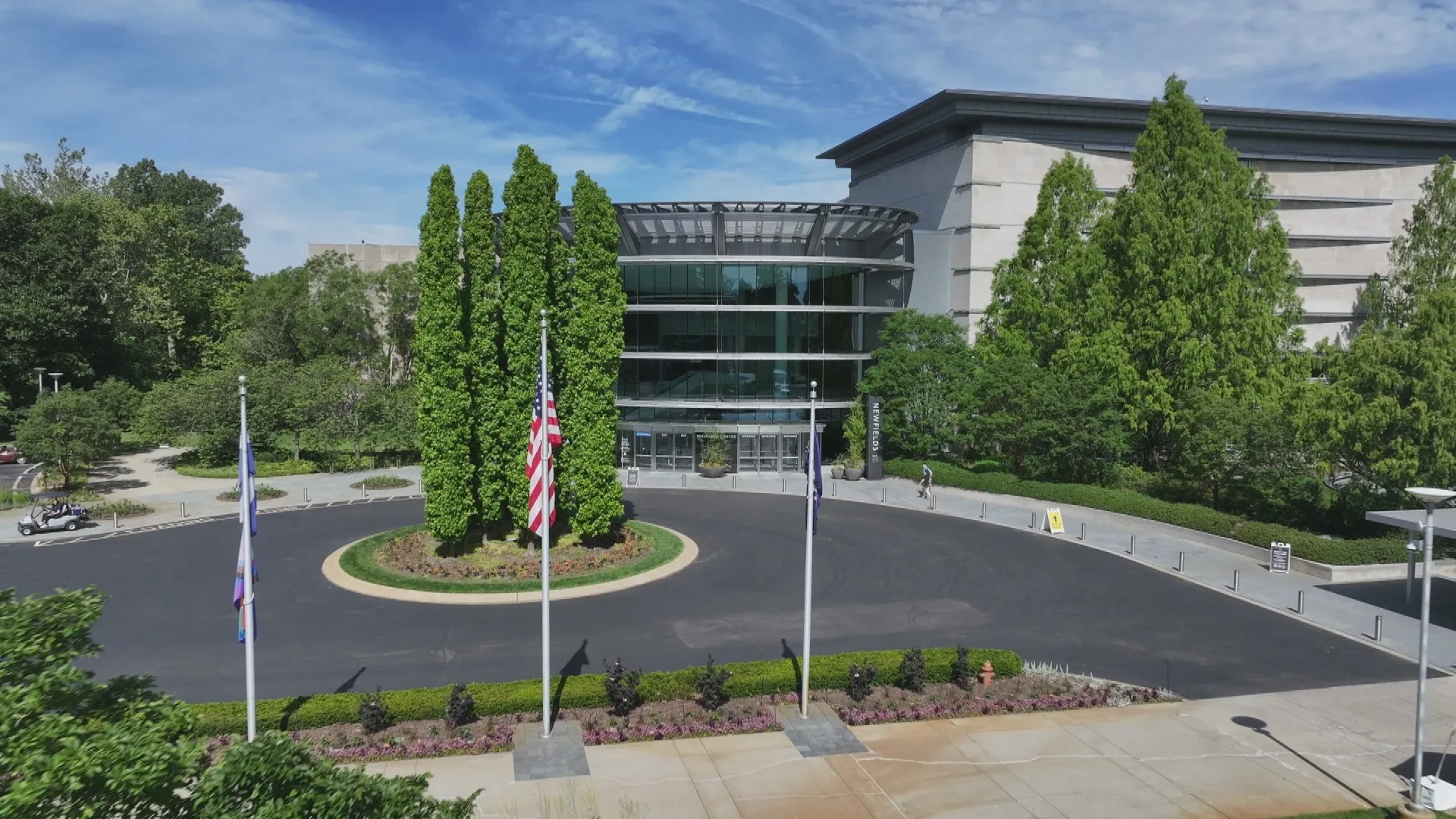An aerial image of Newfields in Indianapolis, IN.