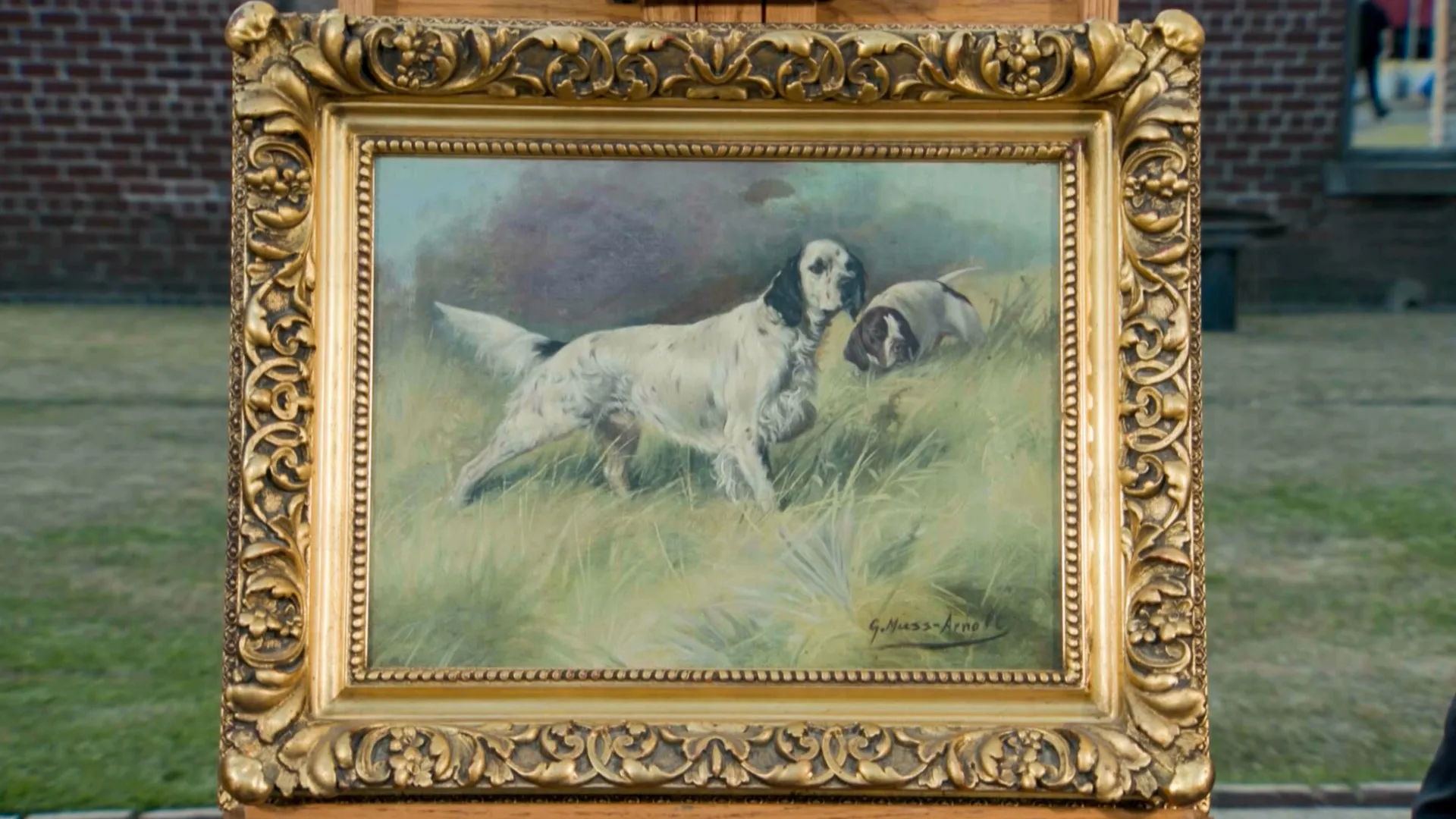 Gustav Muss-Arnolt Hunting Dogs Oil, ca. 1900