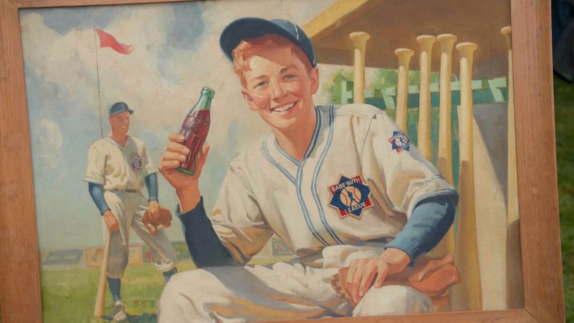 1951 Coca-Cola Baseball Advertisement Painting