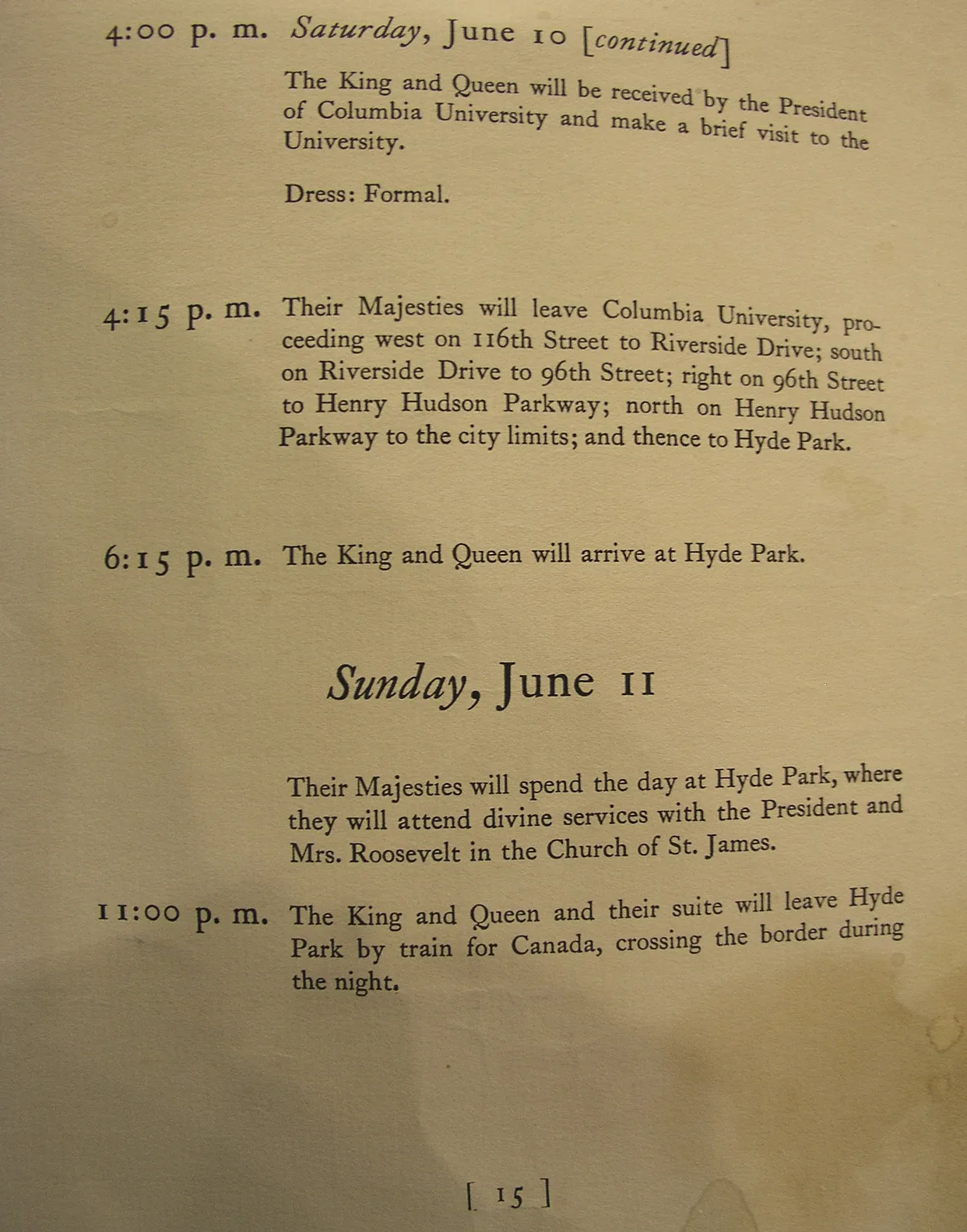 Program of 1939 Royal Visit