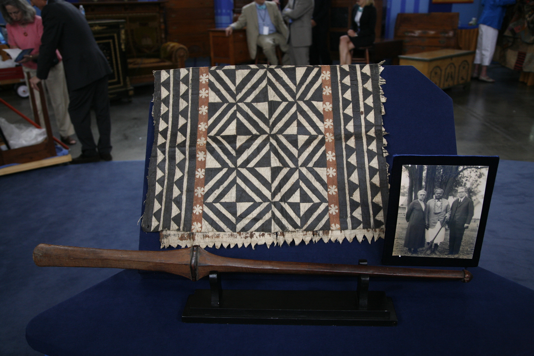 19th-Century Fiji Tapa Cloth & Club