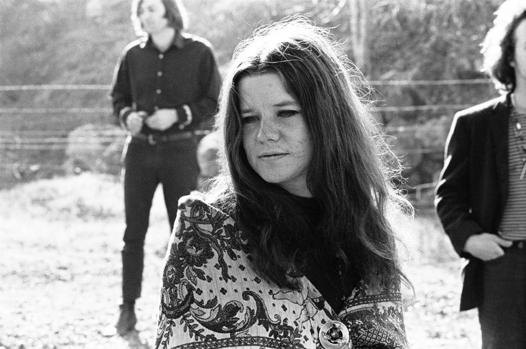Janis Joplin, Big Brother and the Holding Company on photo shoot in Woodacre, CA, 1967