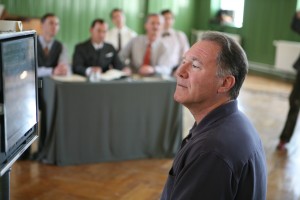 Director Josh Aronson on the set of Orchestra of Exiles. Photo by Irina Dabo